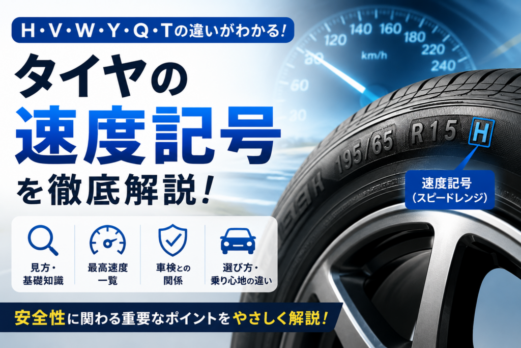 タイヤの速度記号（H・V・W・Y・Q・T）の違いや見方を解説したイメージ画像